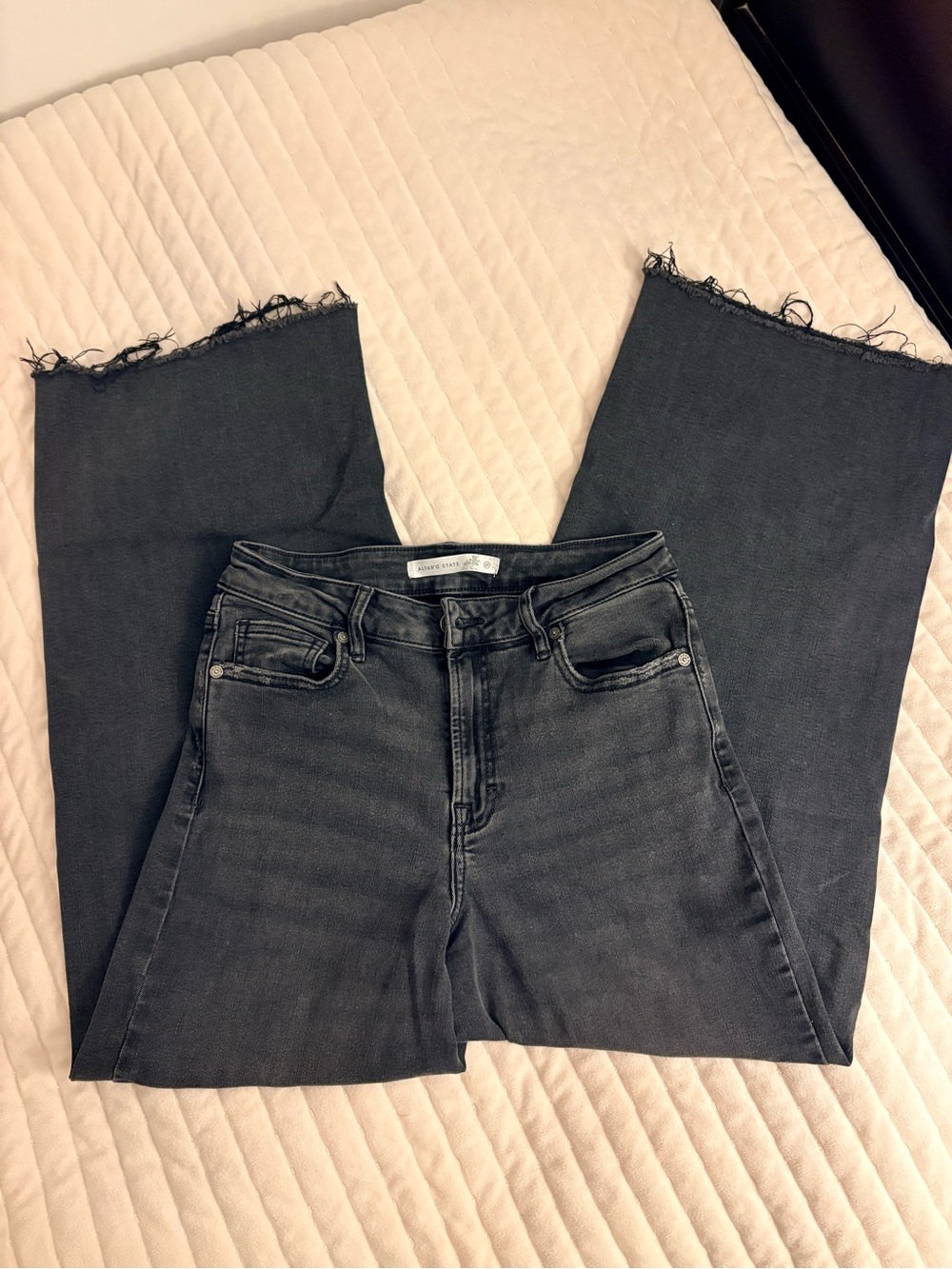 Altar’d State Black Wide Leg Raw Hem Jean